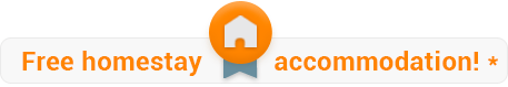 Balance of course fees must be paid in advance to qualify for free homestay accommodation. Balance of course fees must be paid in advance to qualify for free homestay accommodation.